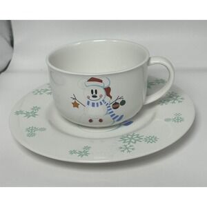 Disney Plate Mug Mickey Mouse Snowman Snowflakes Santa ornament Christmas set